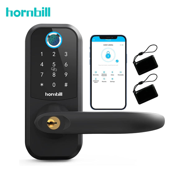 Hornbill Bluetooth Fingerprint Smart Door Lock Biometric Electronic Deadbolt Handle  Locks Keyless Entry Smart Home Security